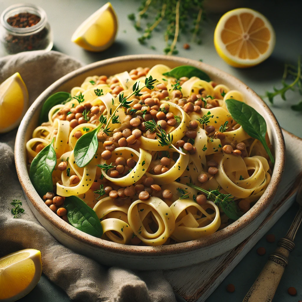 Lentil Lemon Fettuccine