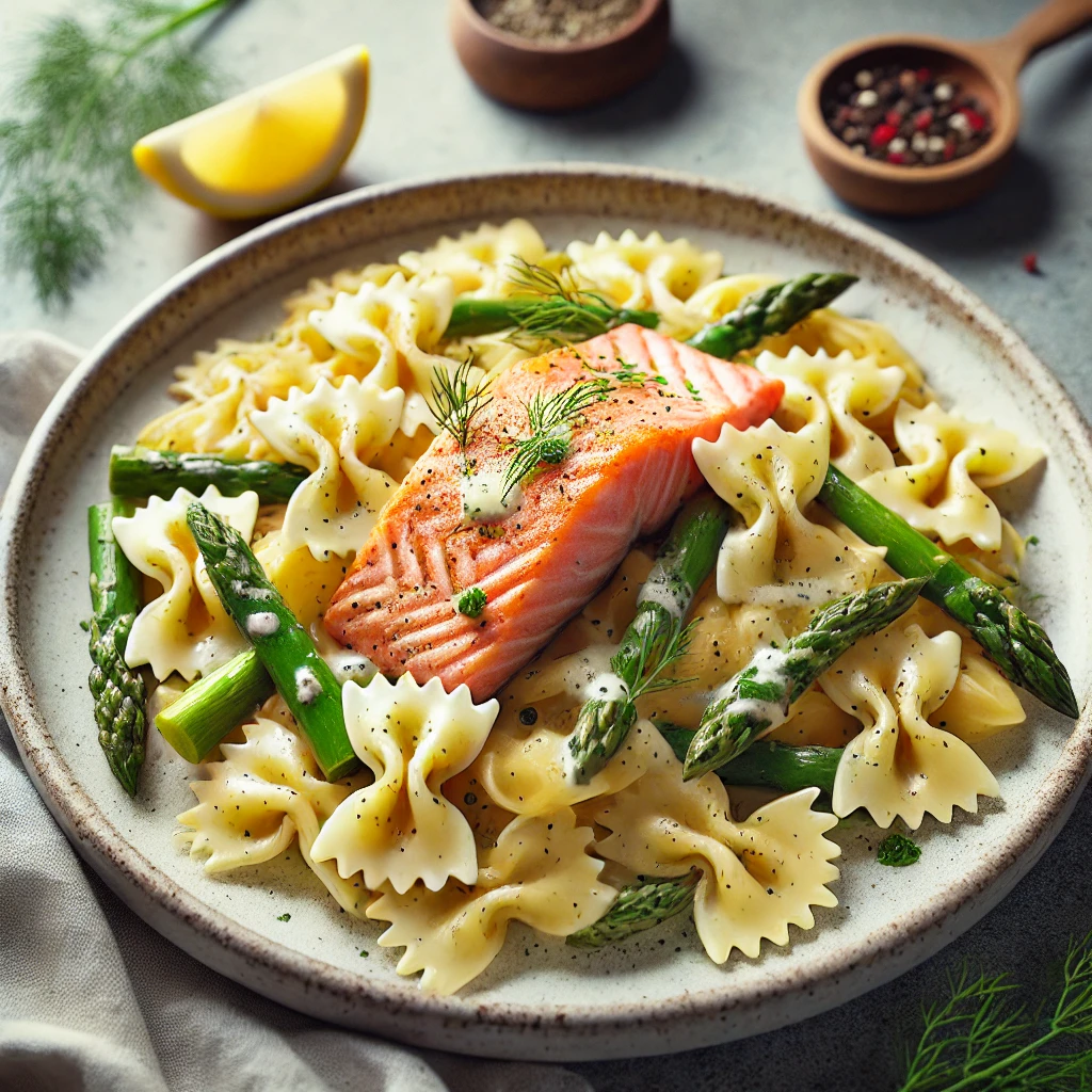 Salmon and Asparagus Farfalle in Lemon Cream Sauce