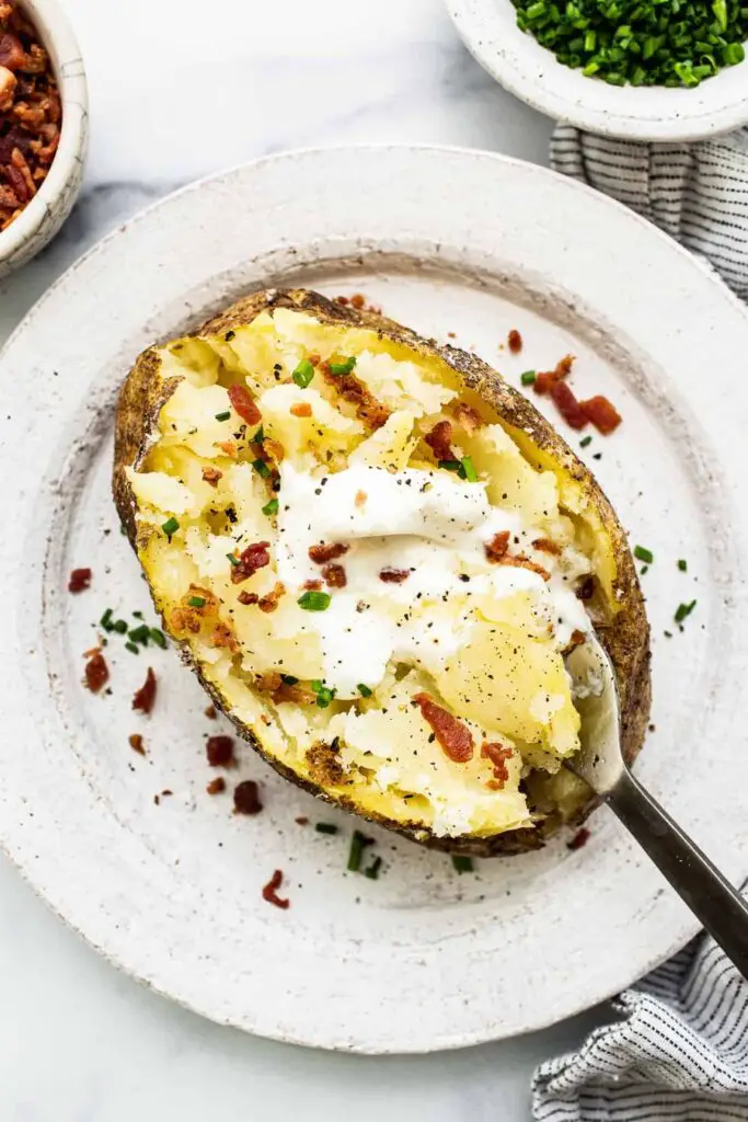 Microwave Baked Potato with Toppings