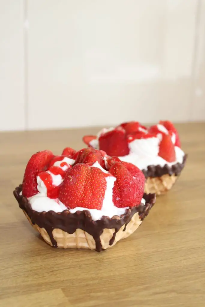 Strawberry Brownie Waffle Bowls