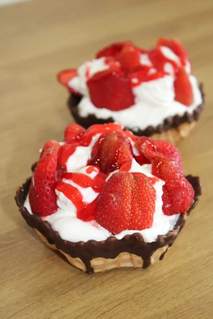 Strawberry Brownie Waffle Bowls