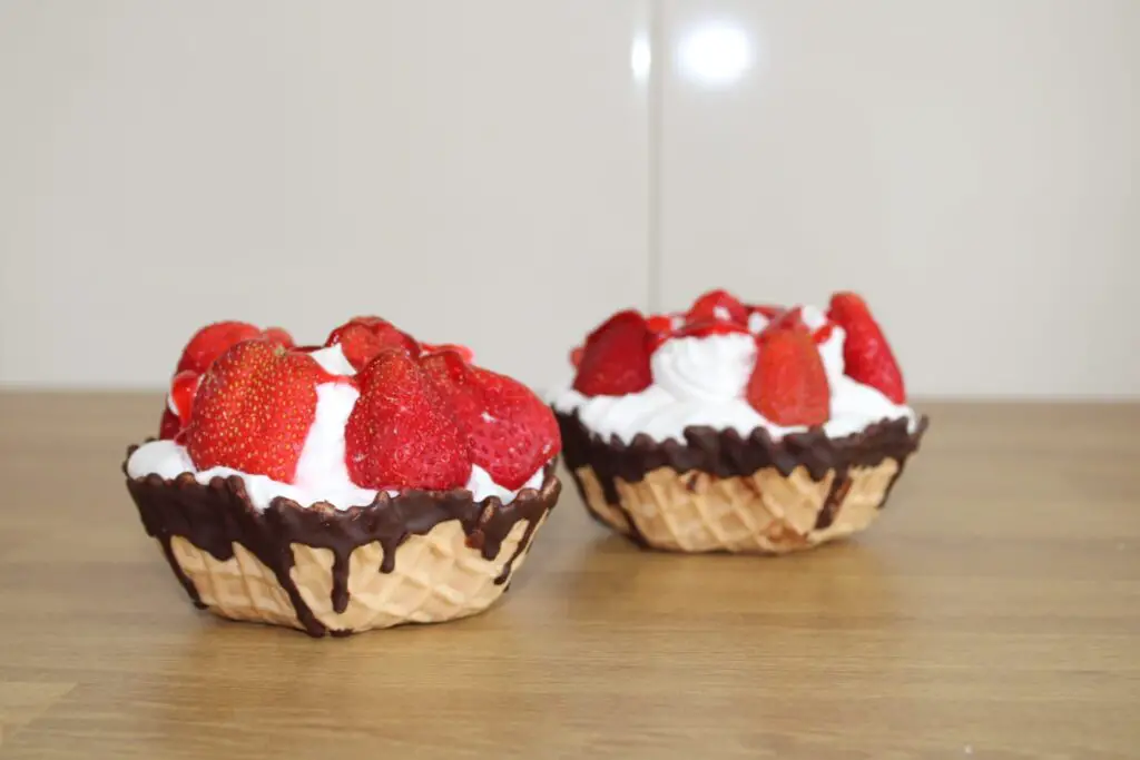Strawberry Brownie Waffle Bowls